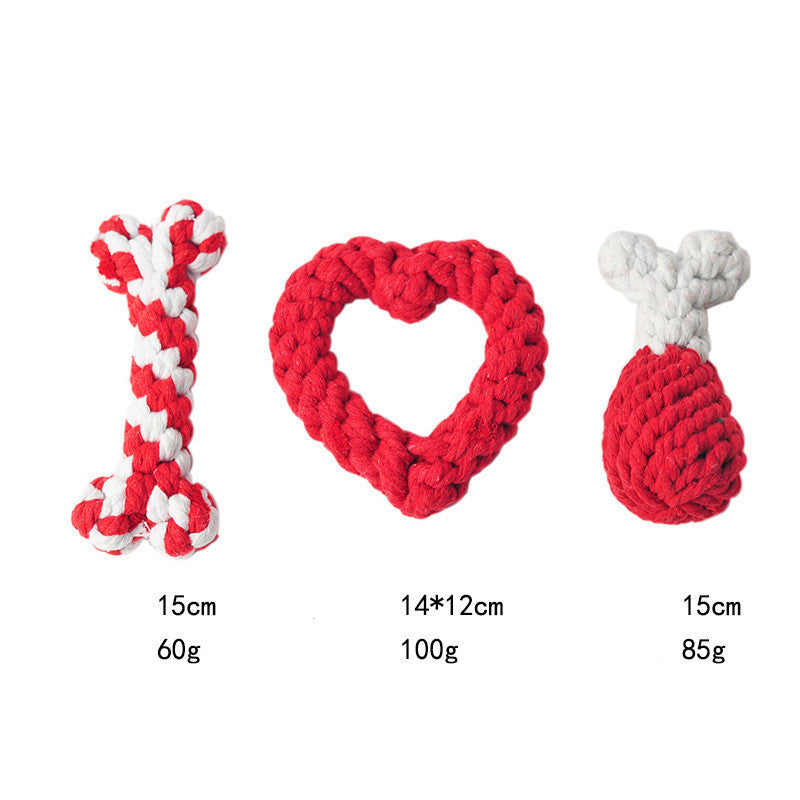 Dog Knot Rope Heart Shape Toy